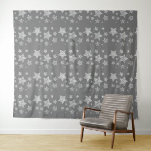 Tenture Parties scintillant argent scintille Étoiles motif