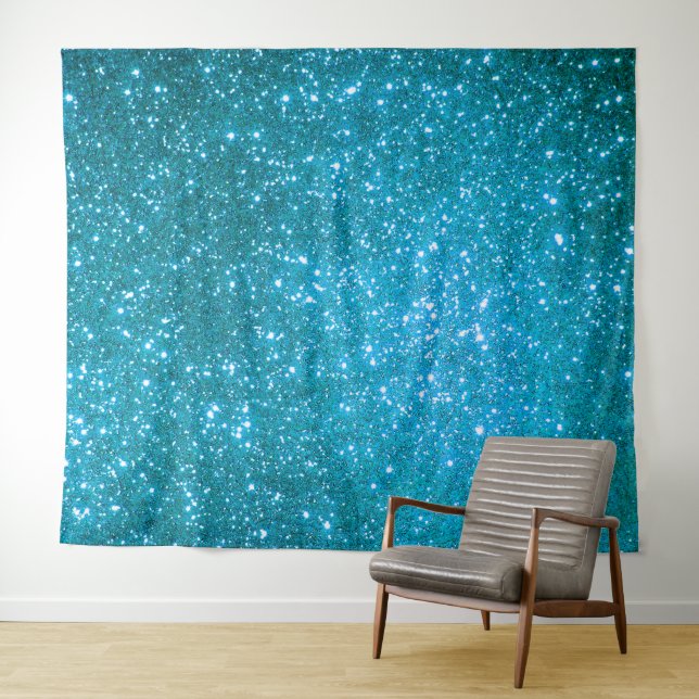 Tenture Parties scintillant Blue Gold de luxe (En situation (horizontale))