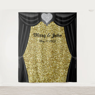 Tenture Parties scintillant d'or Coeur de diamant Rideau n