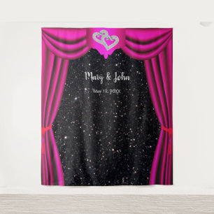 Tenture Parties scintillant noire Coeurs diamant Couleur d