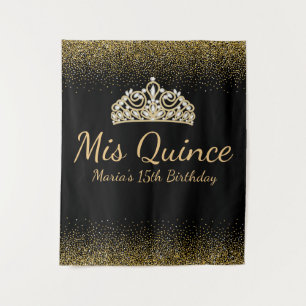 Tenture Parties scintillant noire et or Quinceanera