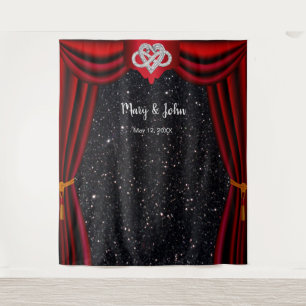 Tenture Parties scintillant noire Infinity Coeur Rideau ro