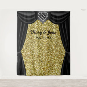 Tenture Parties scintillant or Noir & Blanc Coeur Noir Rid