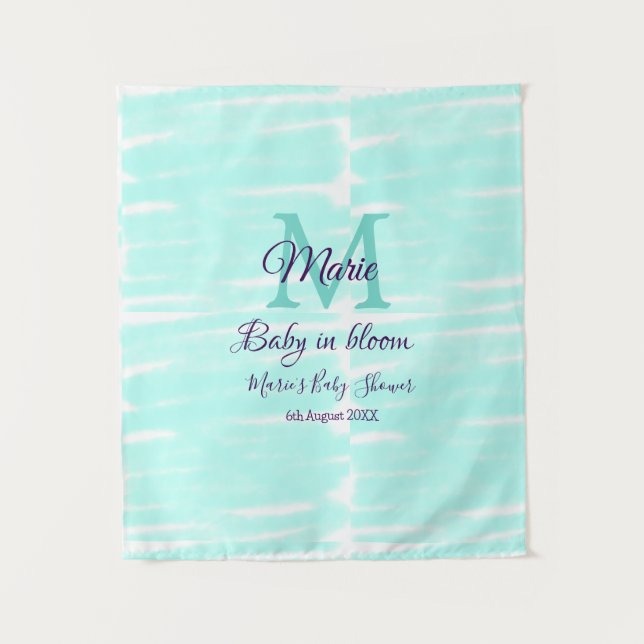 Tenture Pastel green baby in bloom monogram baby shower te (Devant)