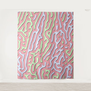 Tenture Pastel Kawaii Design Abstrait de Squiggle coloré