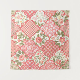 Tenture Pastel Rose Motif à patchwork floral