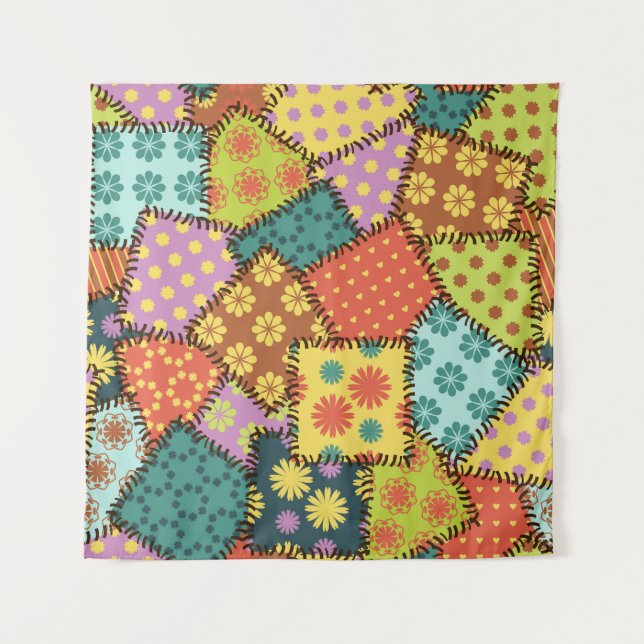 Tenture Patchwork Eclectique : Mélange Motif Diverse (Devant)