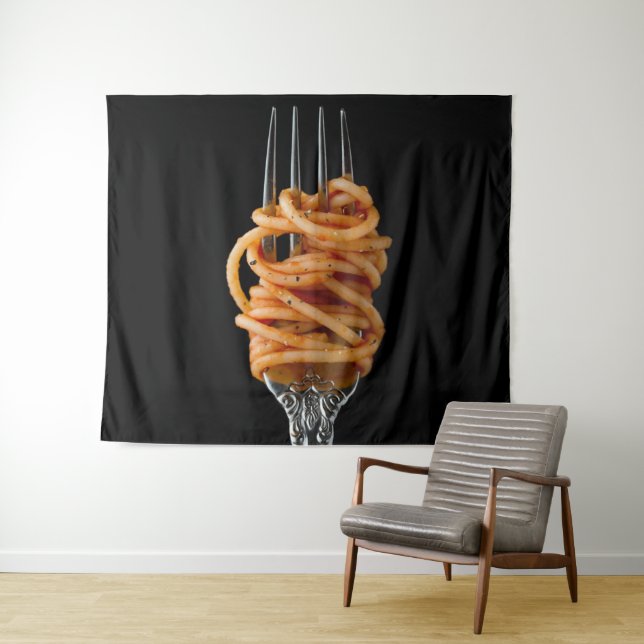 Tenture Pâtes filées sur une Fourche, Spaghetti alimentair (En situation (horizontale))