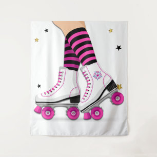 Tenture Patin à roulettes rose et noir