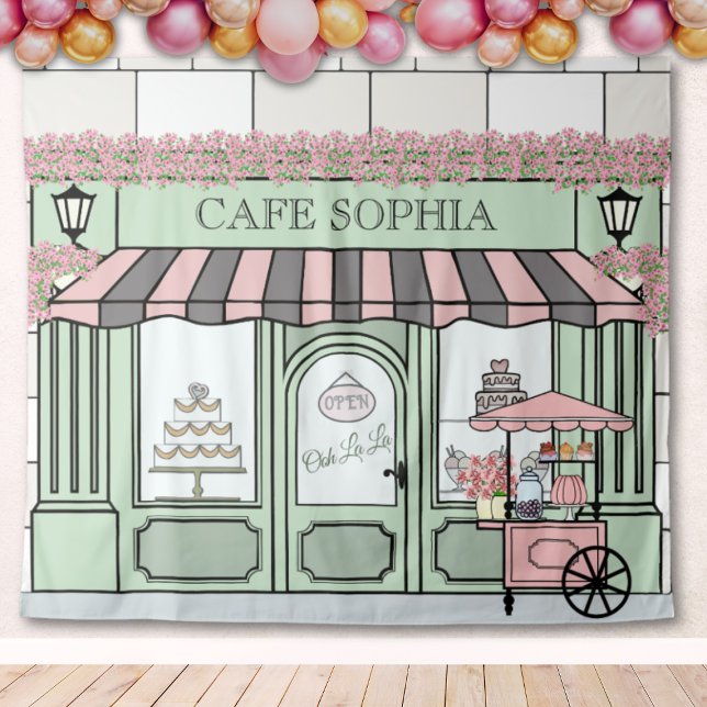 Tenture Pâtisserie française En toile de fond pour un évén (Bakery shop window backdrop)