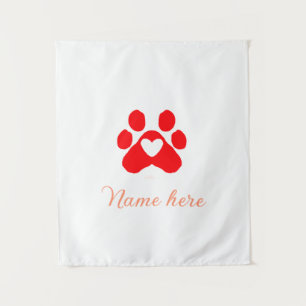 Tenture Patte de chien cœur rouge animal familier ajouter 