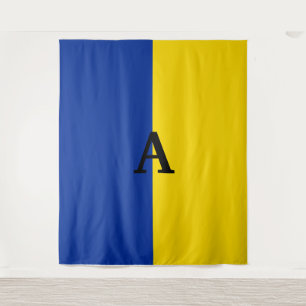 Tenture Pavillon d'Ukraine vertical monogramme bleu et jau