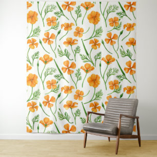 Tenture Pavot de Californie, fleurs d'été, orange wil