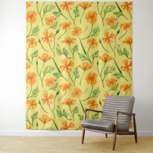 Tenture Pavot de Californie, fleurs d'été, orange wil