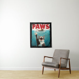 Tenture PAWS Cat Kitty Parodie De L'Affiche De Film Jaws