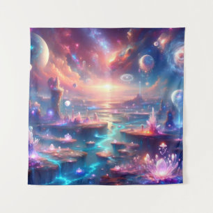 Tenture Paysage Alien éthéré avec cristaux flottants