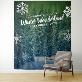 Tenture Paysage Hivernal Arbres enneigés | Fond de fête