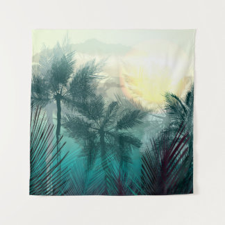 Tenture Paysage tropical de jungle avec palmiers et feuill