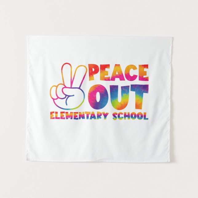 Tenture Peace Out Élémentaire École Tie Dye Dernier jour (Devant (Horizontal))