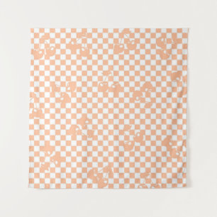 Tenture Peach Fuzz Cherry En vichy Motif