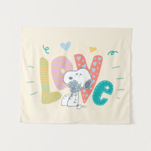 Tenture Peanuts   Snoopy Fleur Amour