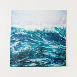 Tenture  peinture à l'huile montrant les vagues de l'océan