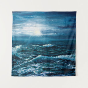 Tenture  peinture à l'huile montrant les vagues de l'océan