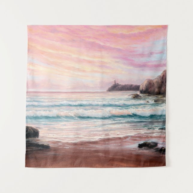 Tenture  peinture à l'huile sur le beau coucher de soleil  (Devant)