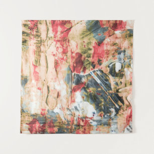 Tenture Peinture abstraite rouge blanche et jaune