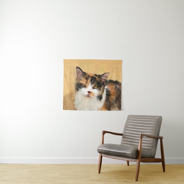 Tenture Peinture de chat Calico - Cute Original Cat Art (En situation (horizontale))