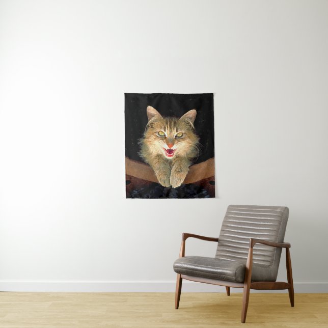 Tenture Peinture de chat Mad - Cute Original Cat Art (En situation)