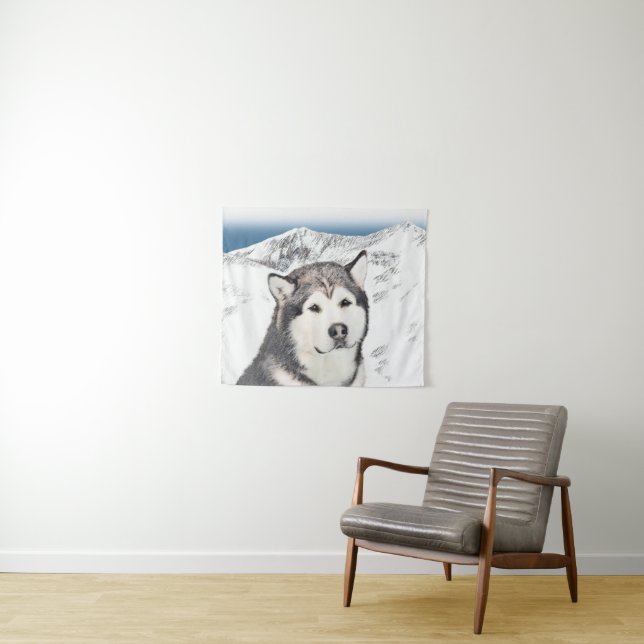 Tenture Peinture de malamut en Alaska - jolie art original (En situation (horizontale))
