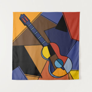 Tenture Peinture de surréalisme de guitare cubiste.