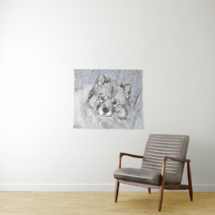 Tenture Peinture Keeshond Beth - Joli art original chien