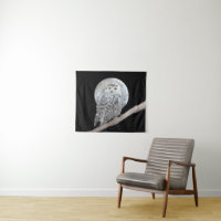 Peinture sur la Chouette neigeuse et la Lune - Art