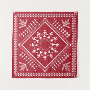 Tenture Peinture tribale indienne. Warli Paintingart, indi