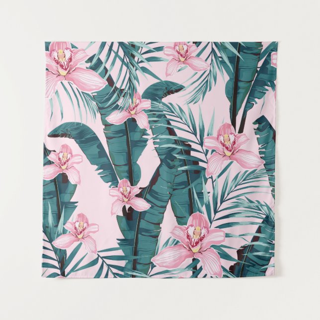 Tenture Peinture tropicale, palme, feuille de bananier (Devant)