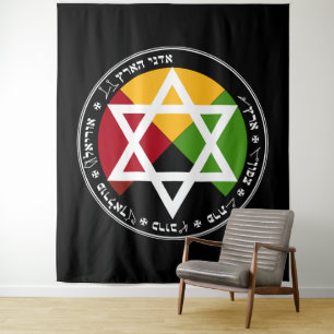 Tenture Pentacle de la Terre de l'Aube Dorée sur Fond Noir