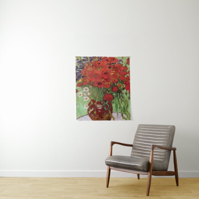 Tenture Pépites rouges et marguerites par Vincent Van Gogh (En situation)