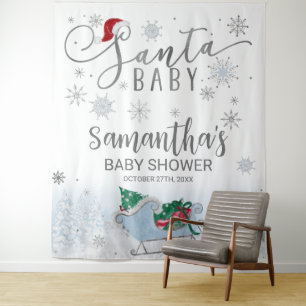 Tenture Père Noël Baby Christmas Boy Baby shower Backdrop