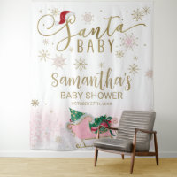 Père Noël Baby Christmas Girl Baby shower fond