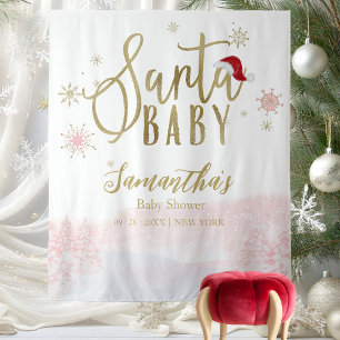 Tenture Père Noël Baby Christmas Girl Baby shower fond