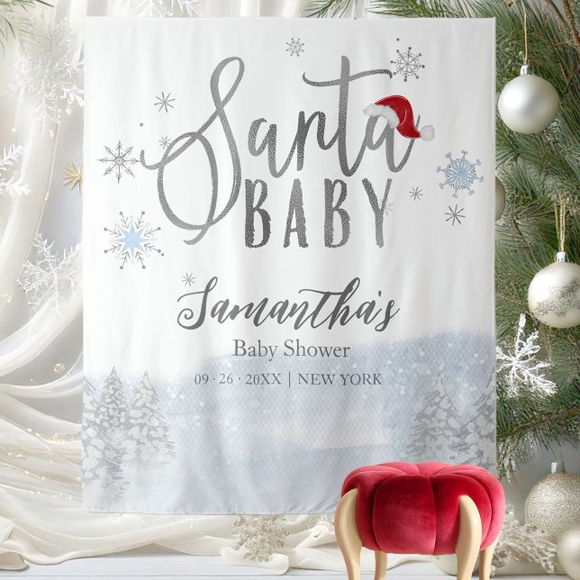 Tenture Père Noël Baby Christmas Winter Baby shower Backdr (Créateur téléchargé)