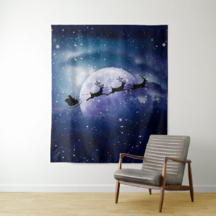 Tenture Père Noël Sleigh Imaginaire Galaxy Christmas Nig