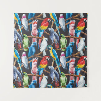 Tenture Perroquet : papier peint d'aquarelle tropicale.