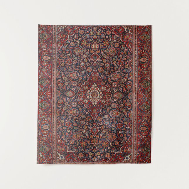 Tenture Persia Kurk Kashan Surreal Red Collage  (Devant)