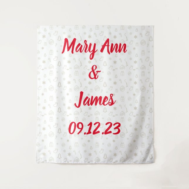 Tenture Personalized Wedding Backdrop Pink Gold Lights (Devant)