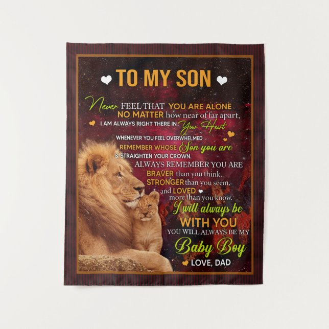 Tenture Personnalisé À Mon Fils Lion, Lettre D'Amour De Pa (Devant)