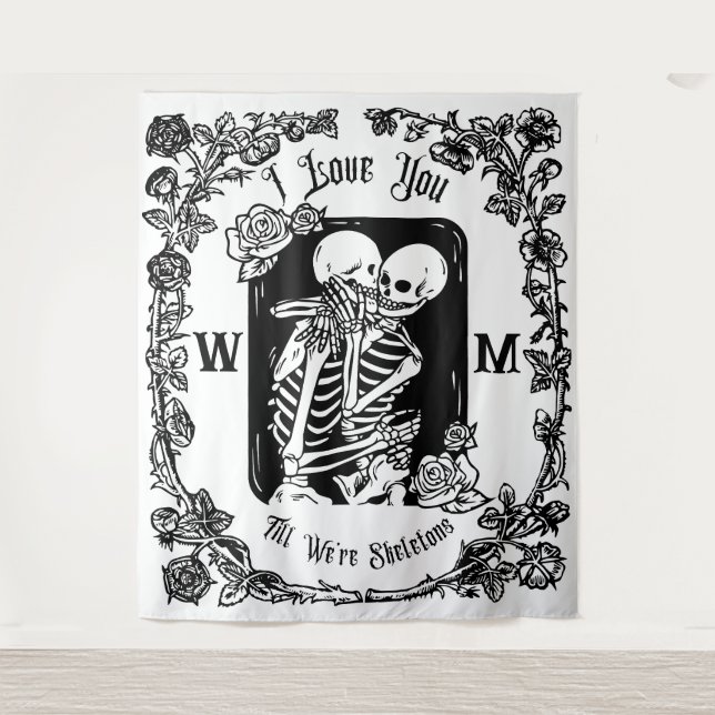 Tenture Personnalisé Je T'Aime À Mort Mariage Squelette (Devant)