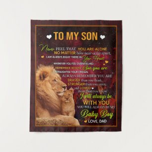 Tenture Personnalisé pour mon fils Lion, Lettre d'amour de